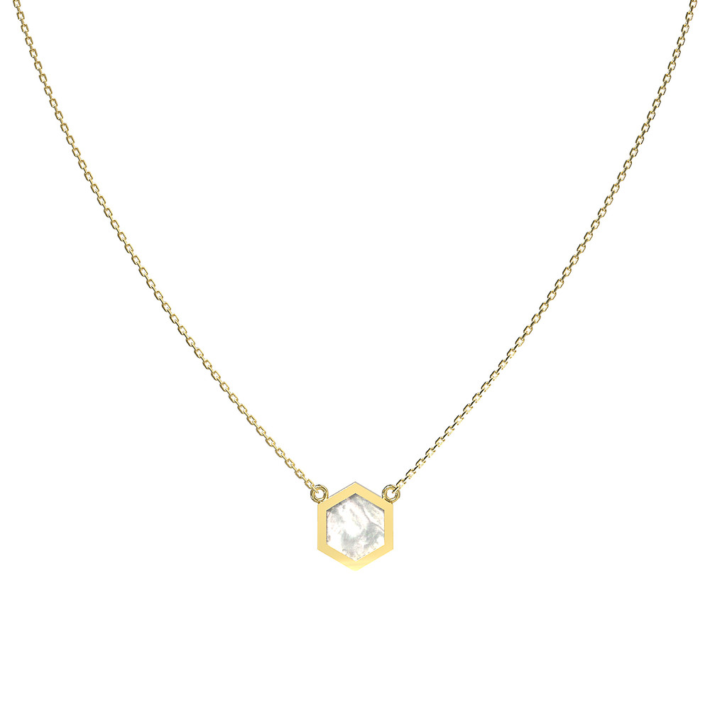 Колье из лимонного золота c перламутром