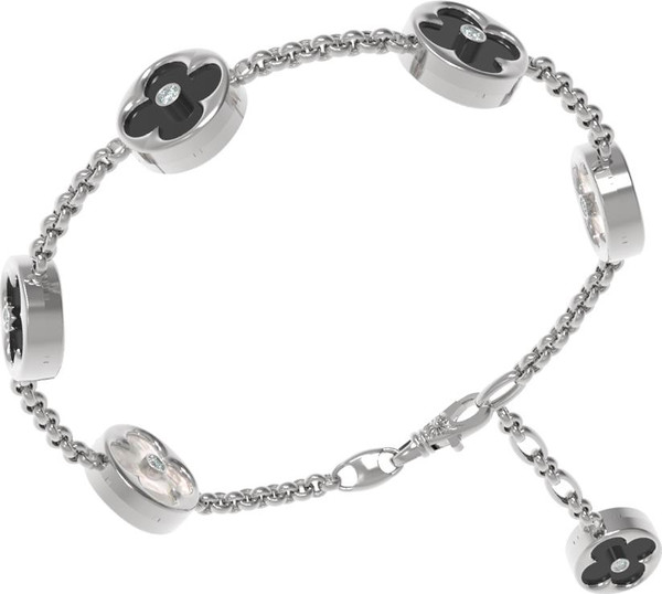 Браслет из белого золота c бриллиантами, ониксом и перламутром