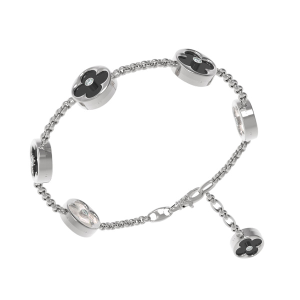 Браслет из белого золота c бриллиантами, ониксом и перламутром