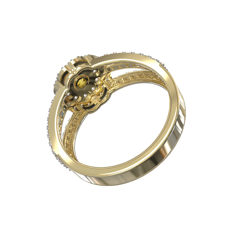 Кольцо из лимонного золота c бриллиантами