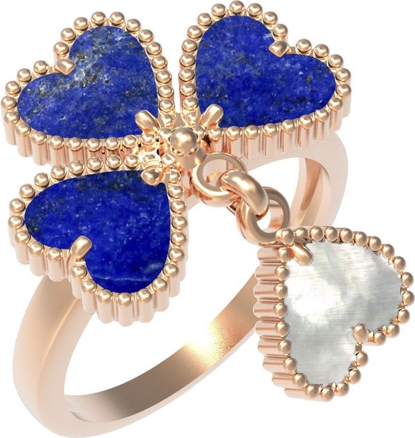 Кольцо из золота c лазуритом и перламутром