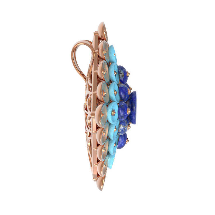 Подвеска из золота c бирюзой и лазуритом