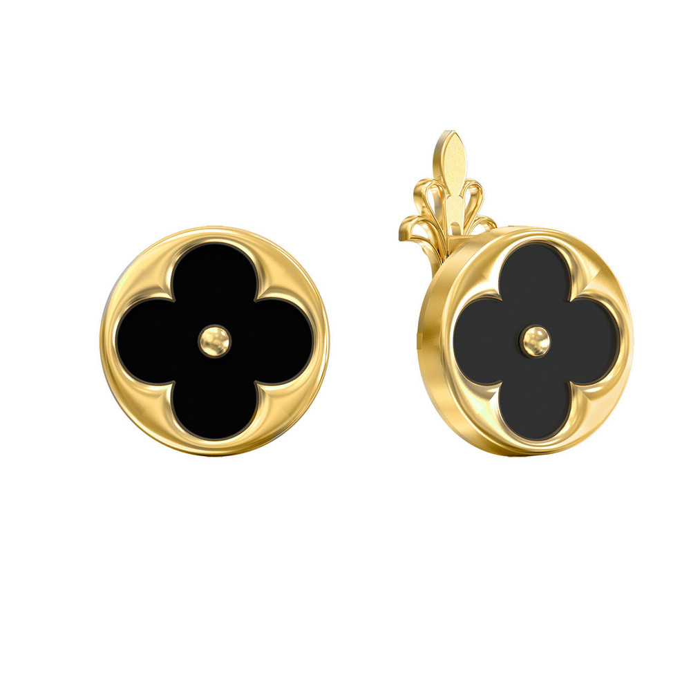 Серьги из лимонного золота c ониксом