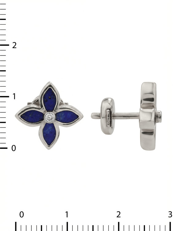 Серьги из белого золота c бриллиантами и лазуритом