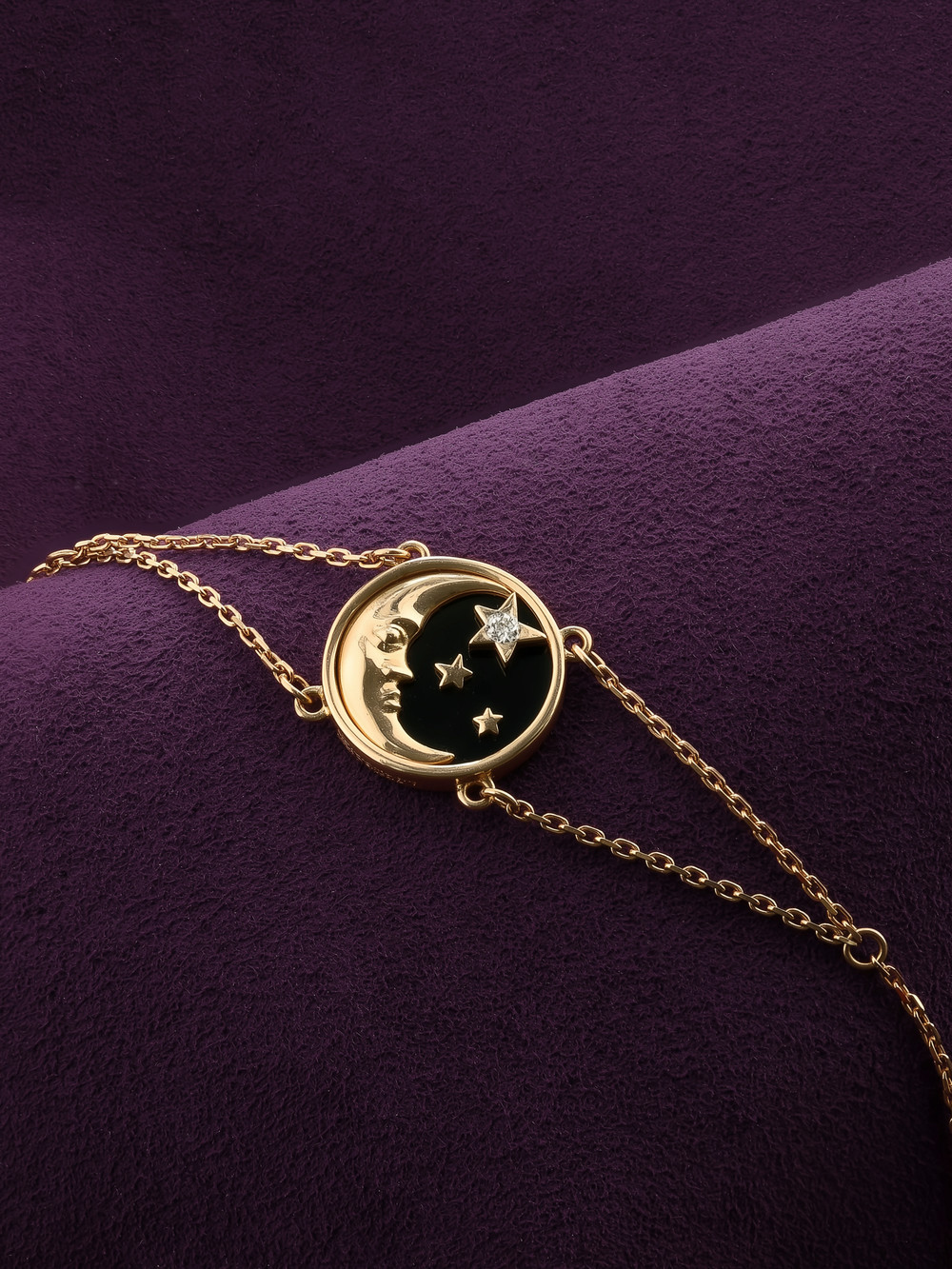 Браслет из лимонного золота c бриллиантами и ониксом