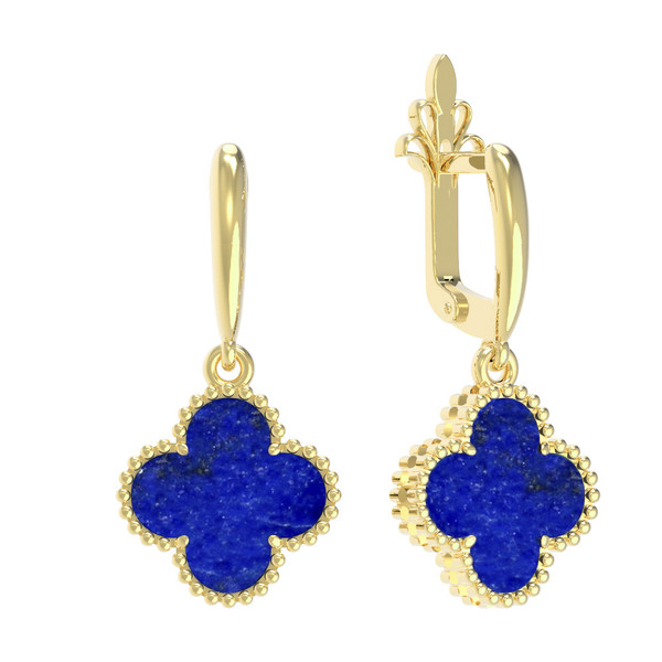 Серьги из лимонного золота c лазуритом