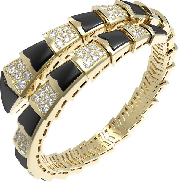 Браслет из лимонного золота c бриллиантами и ониксом