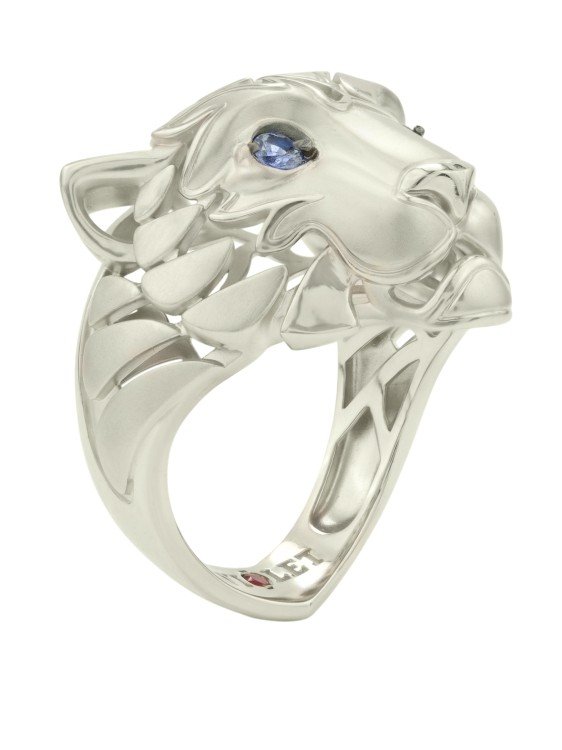 Кольцо из белого золота c сапфиром и рубином