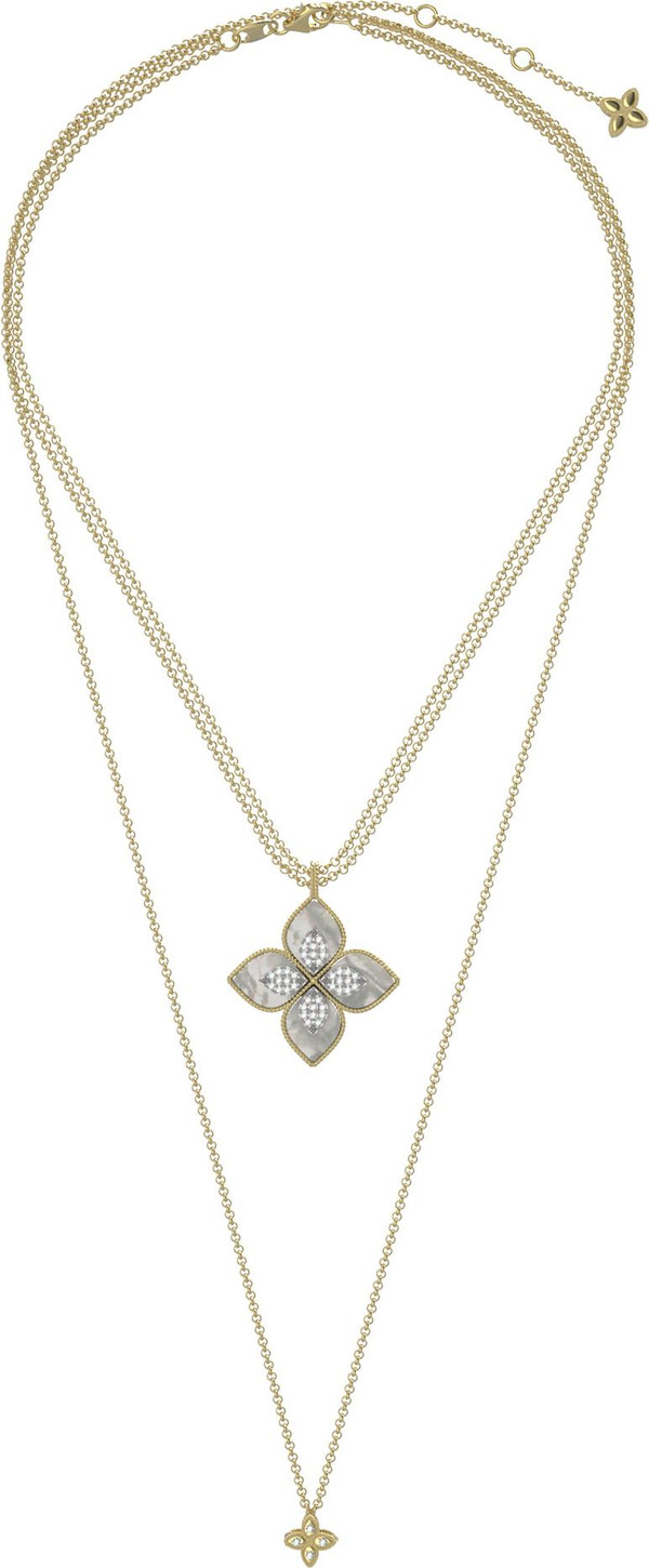 Колье из лимонного золота c бриллиантами и перламутром