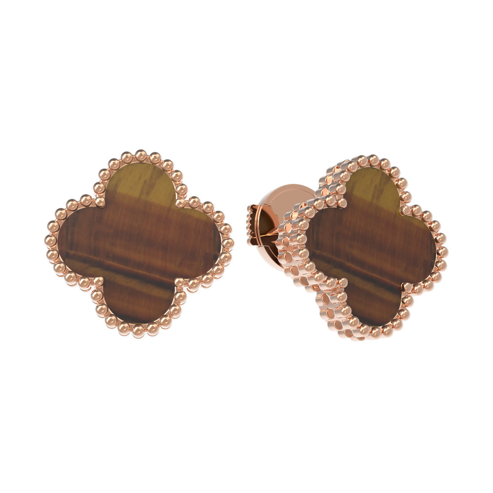 Серьги из золота c тигровым глазом