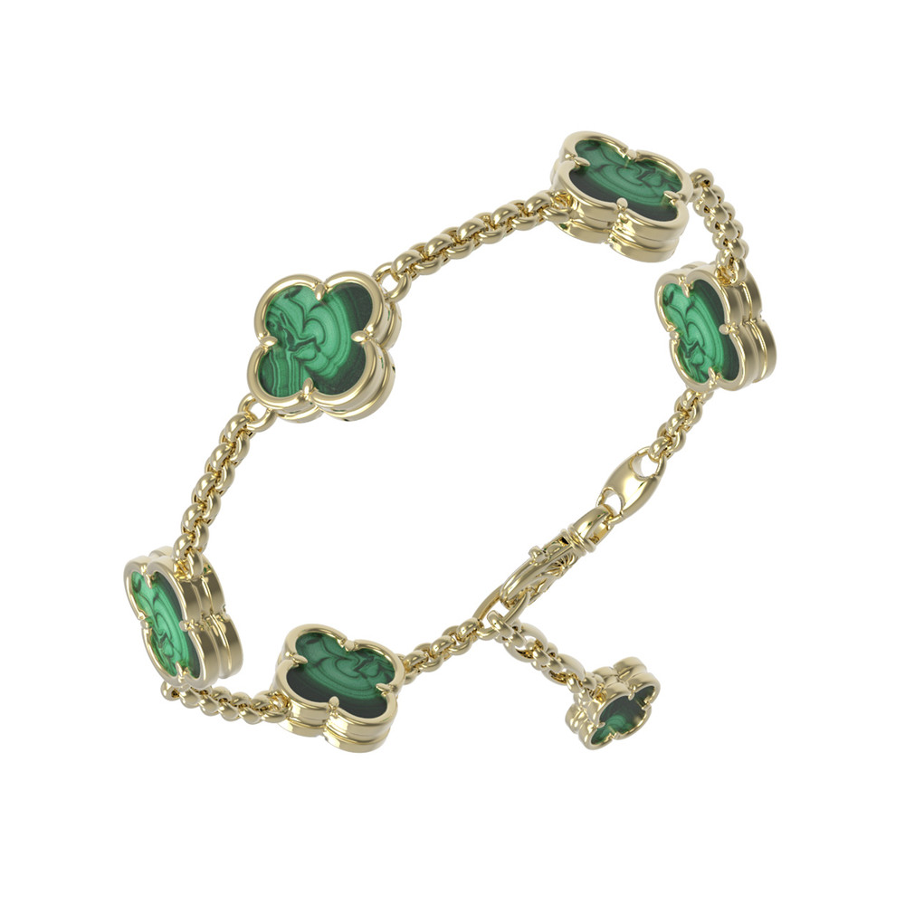 Браслет из лимонного золота c малахитом