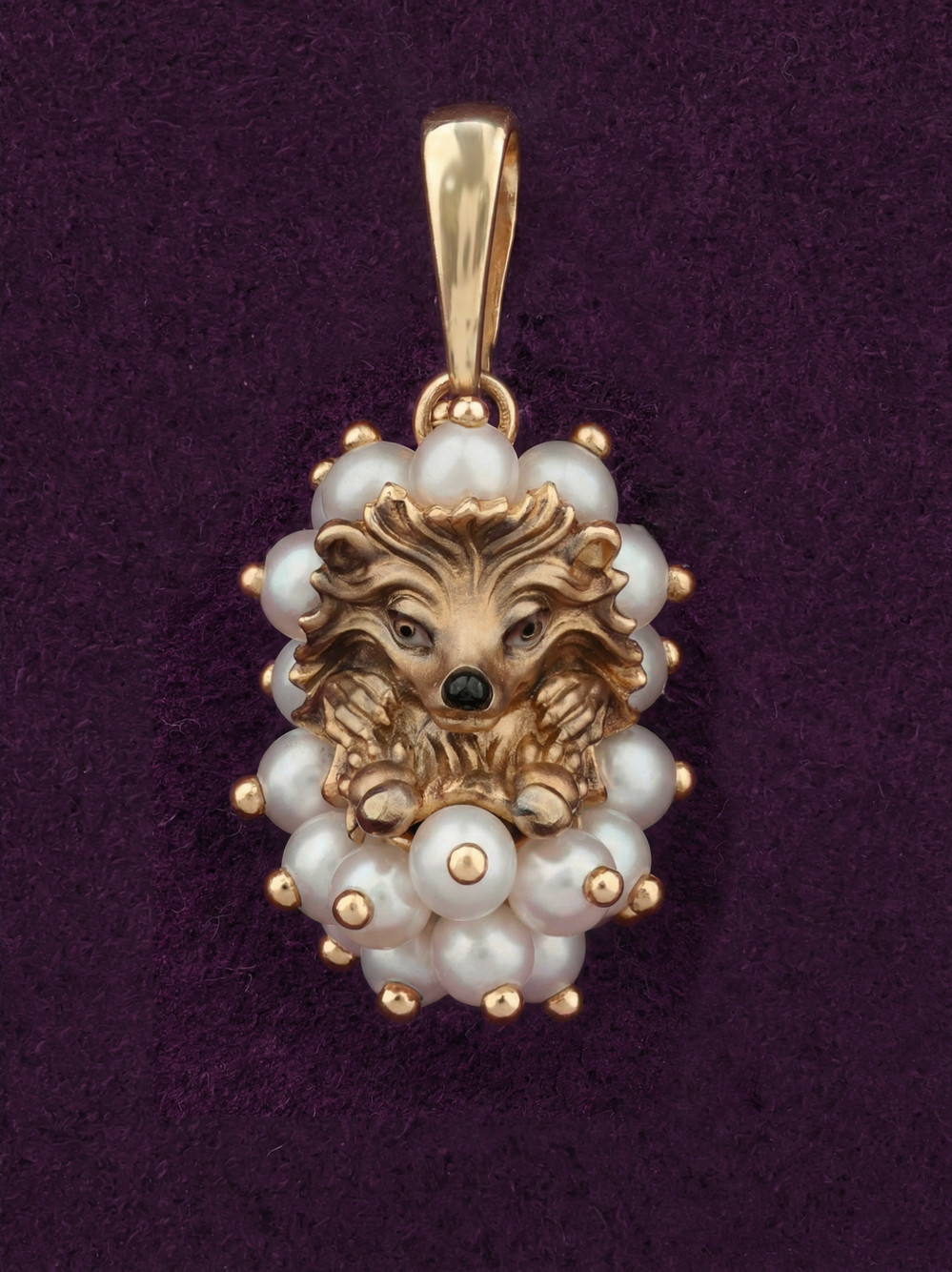 Подвеска из золота c эмаль и жемчугом