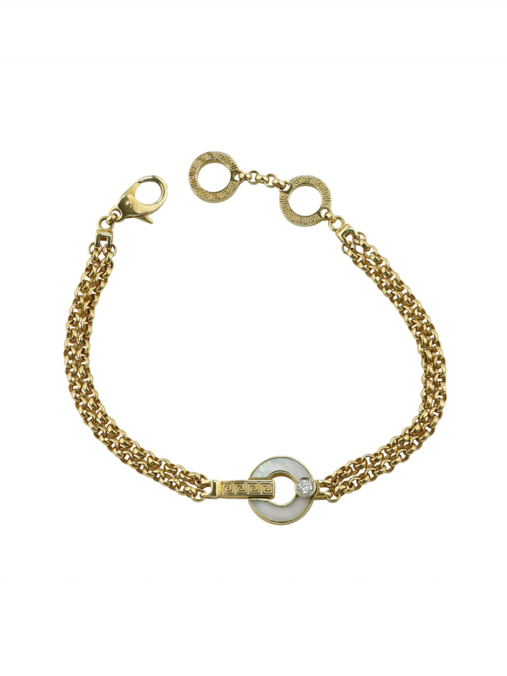 Браслет из лимонного золота c бриллиантами и перламутром