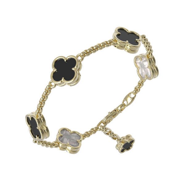 Браслет из лимонного золота c ониксом и перламутром