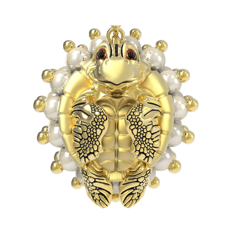 Серьги из лимонного золота c эмалью и жемчугом