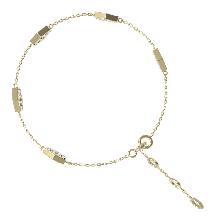 Браслет из лимонного золота c лазуритом и перламутром