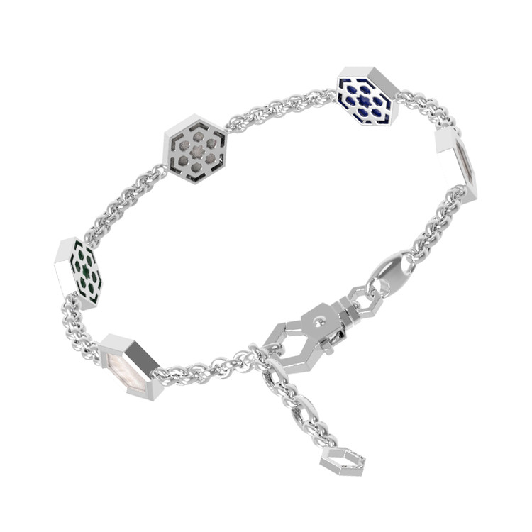 Браслет из белого золота c лазуритом, малахитом и перламутром