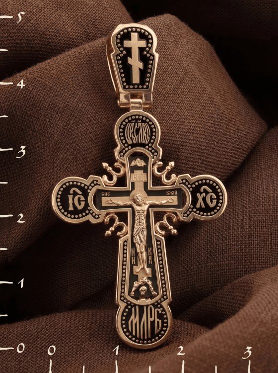 Крест из золота c эмаль