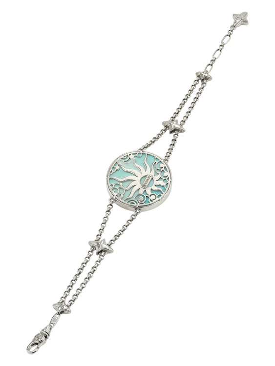 Браслет из белого золота c бирюзой и перламутром