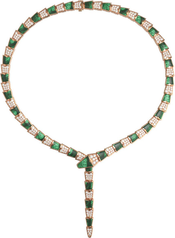 Колье из золота c бриллиантами и малахитом