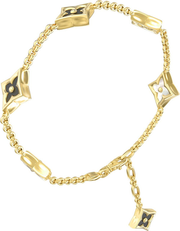 Браслет из лимонного золота c ониксом и перламутром