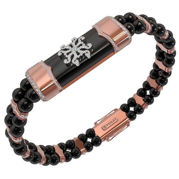 Браслет из золота c бриллиантами и ониксом