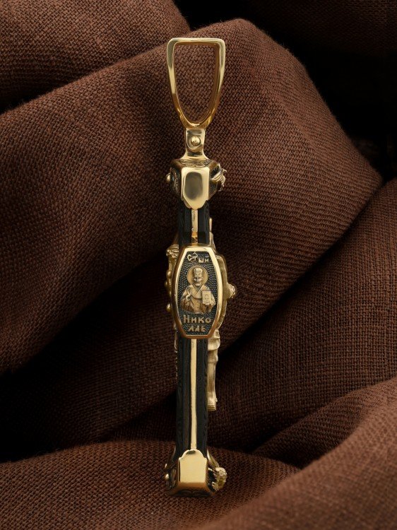 Крест из лимонного золота c эбеновым деревом