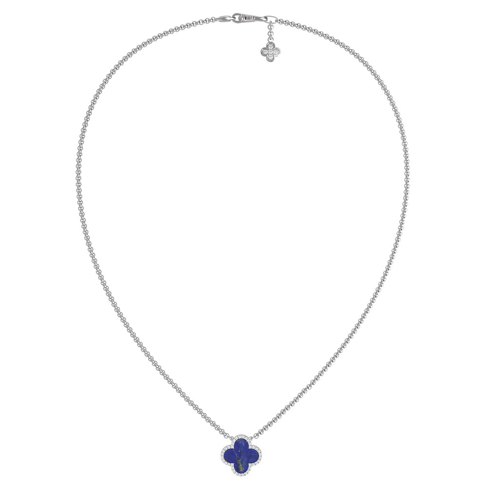 Колье из белого золота c бриллиантами и лазуритом