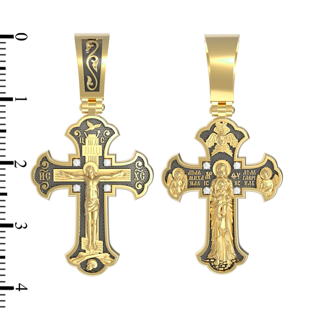 Крест из лимонного золота c бриллиантами