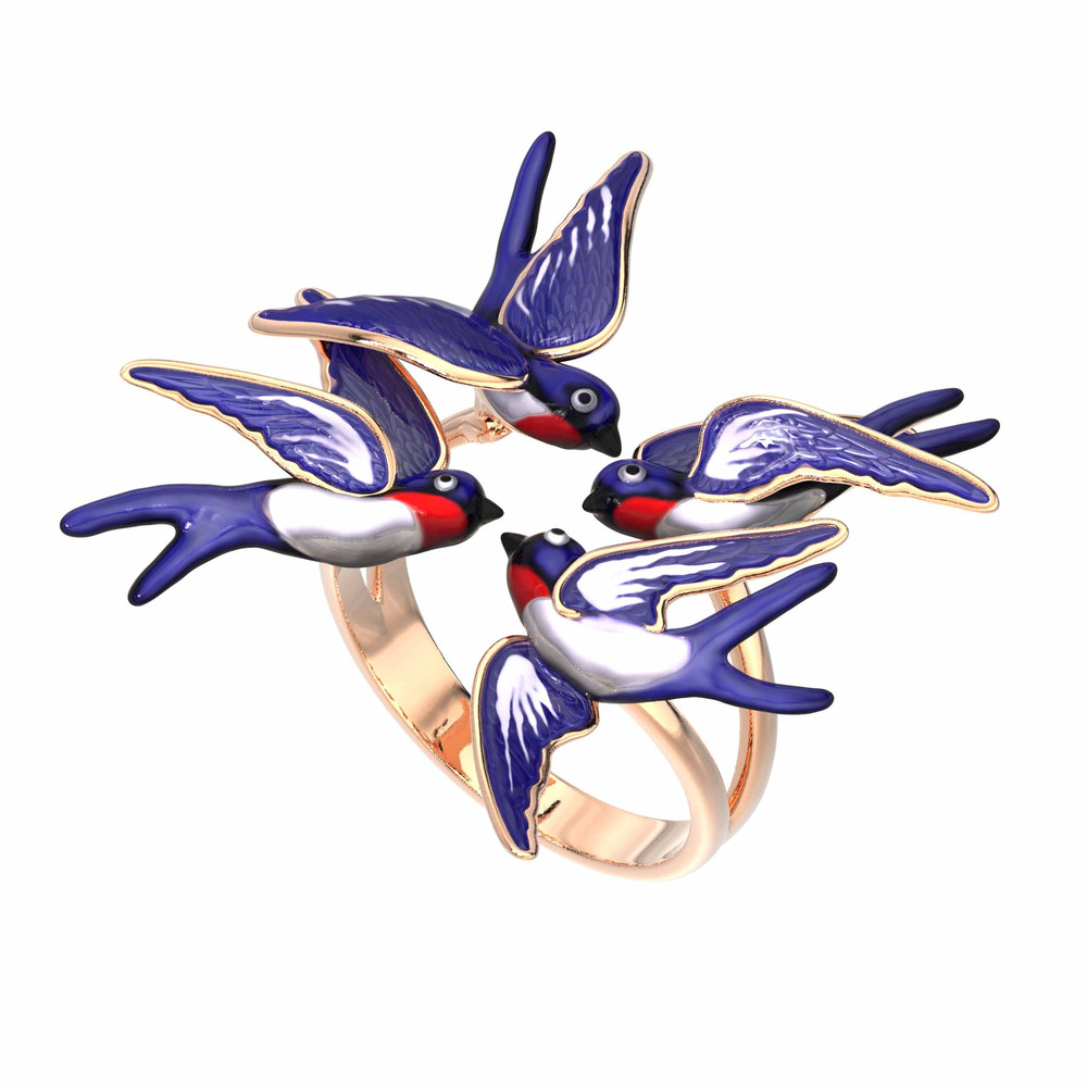 Кольцо из золота c эмаль