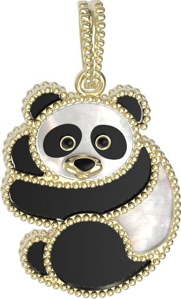 Подвеска из лимонного золота c эмалью, ониксом и перламутром