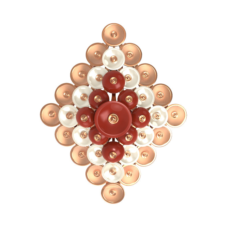 Подвеска из золота c агатом и перламутром