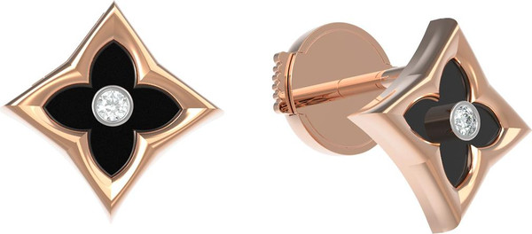 Серьги из золота c бриллиантами и ониксом