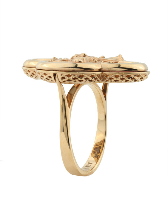 Кольцо из золота c эмаль и перламутром