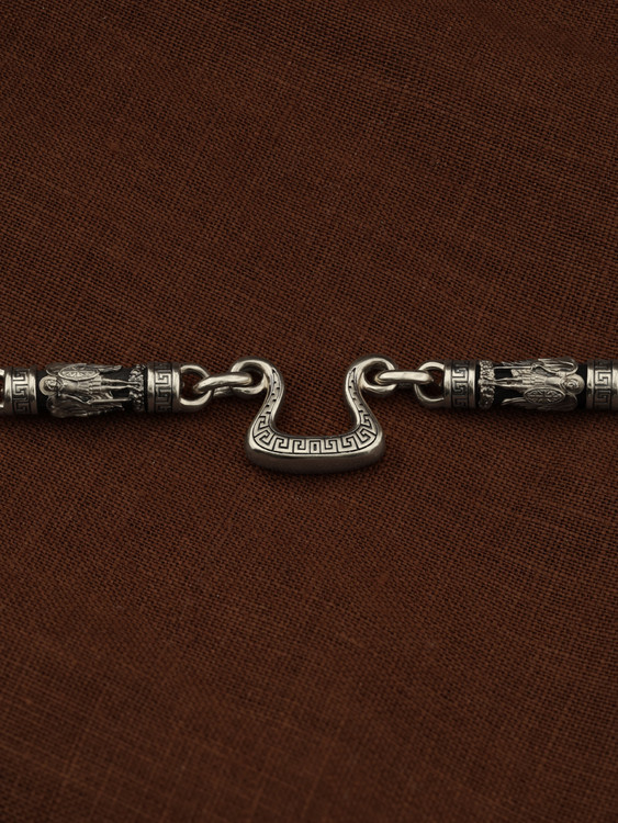 Цепь из белого золота c эмаль и эбеновым деревом