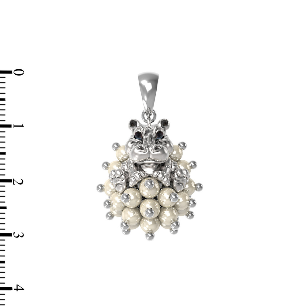 Подвеска из белого золота c эмалью и жемчугом