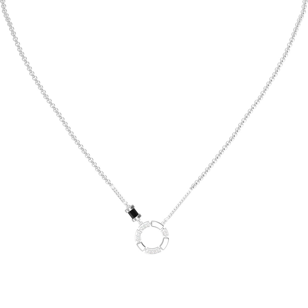 Колье из белого золота c бриллиантами и ониксом