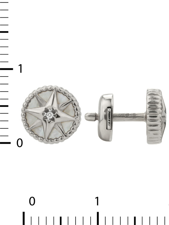 Серьги из белого золота c бриллиантами, лазуритом и перламутром