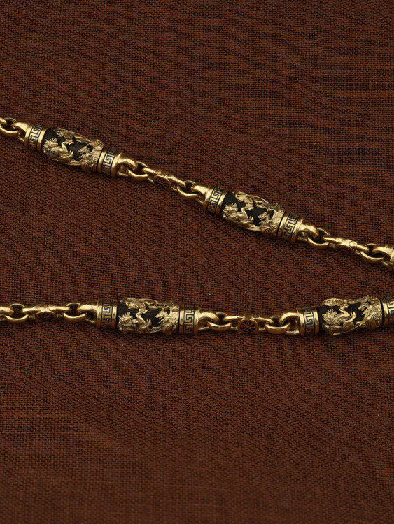 Цепь из лимонного золота c эмаль и эбеновым деревом