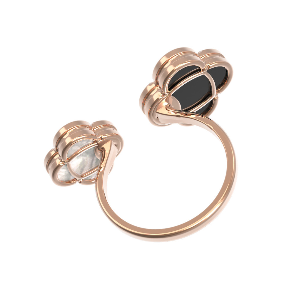 Кольцо из золота c ониксом и перламутром