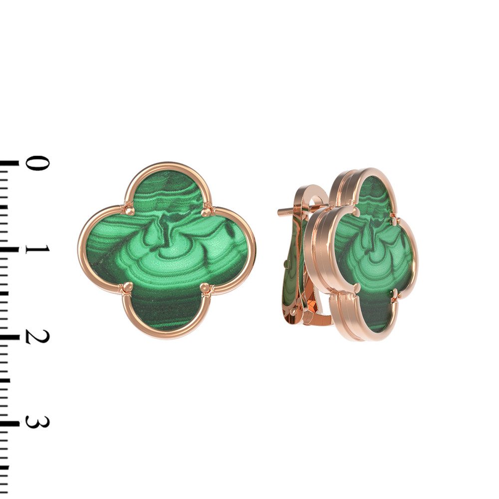 Серьги из золота c малахитом