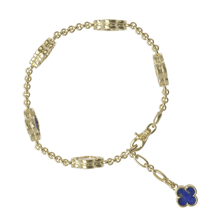 Браслет из лимонного золота c лазуритом и перламутром