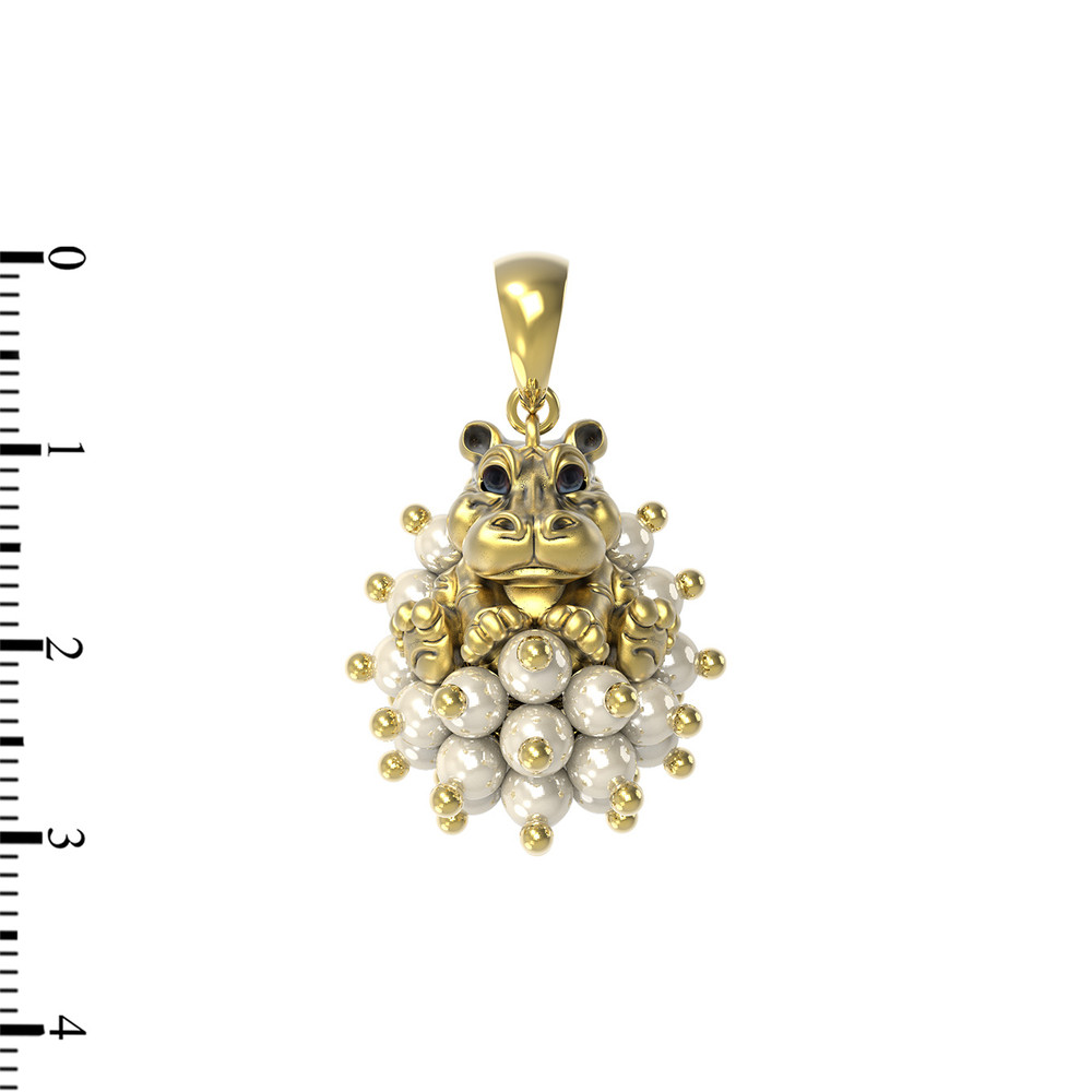 Подвеска из лимонного золота c эмалью и жемчугом