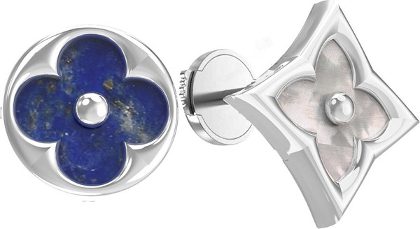 Серьги из белого золота c лазуритом и перламутром