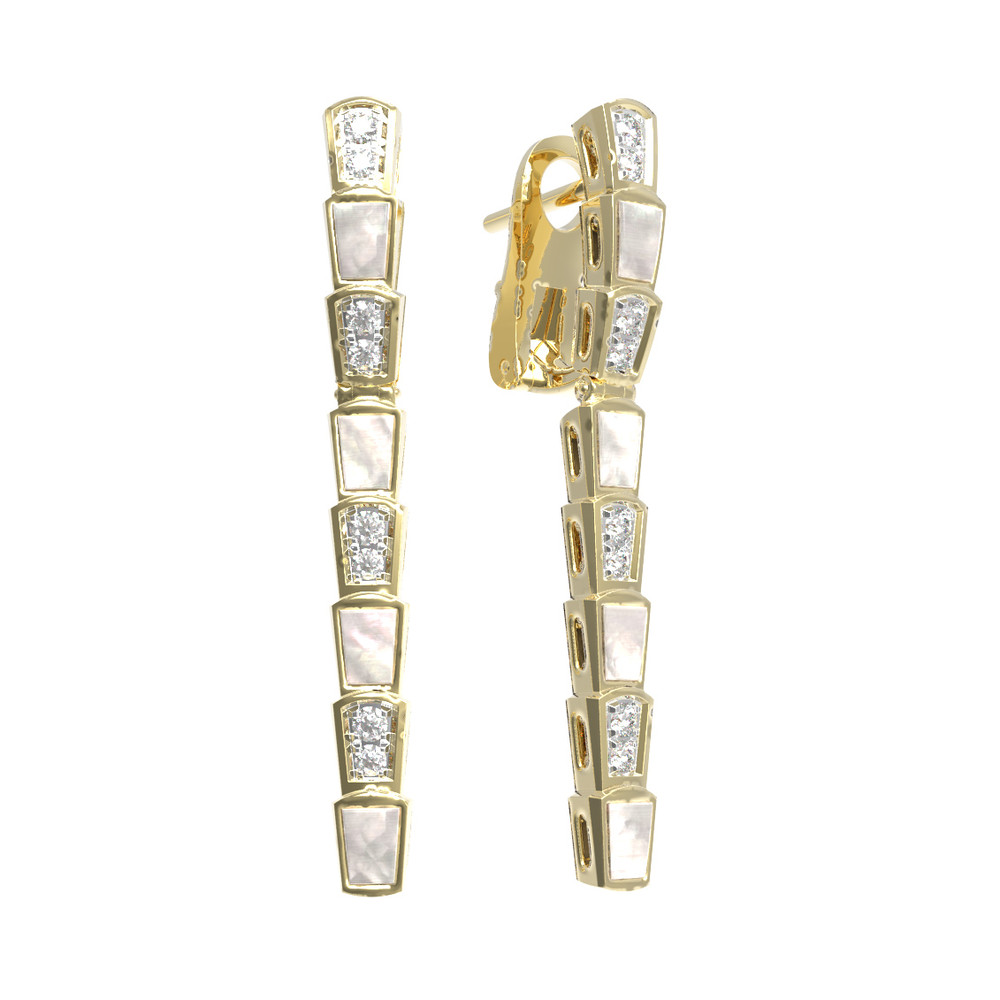 Серьги из лимонного золота c бриллиантами и перламутром