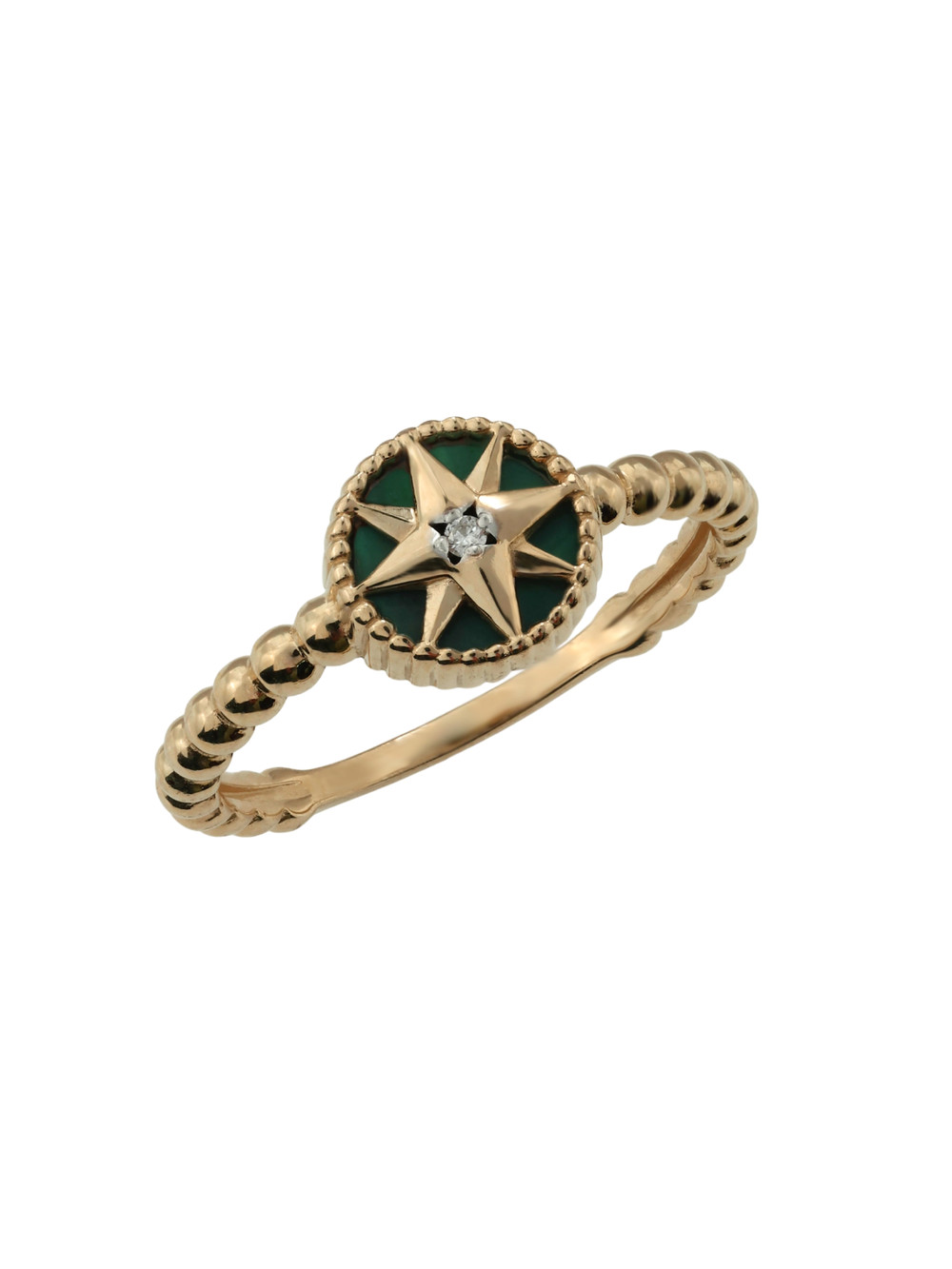 Кольцо из золота c бриллиантами и малахитом