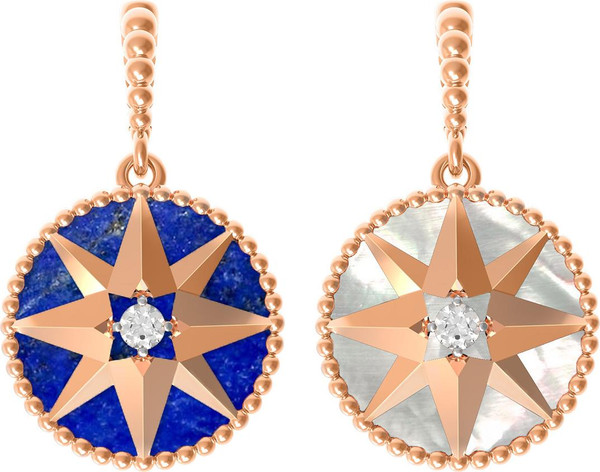 Подвеска из золота c фианитом, лазуритом и перламутром