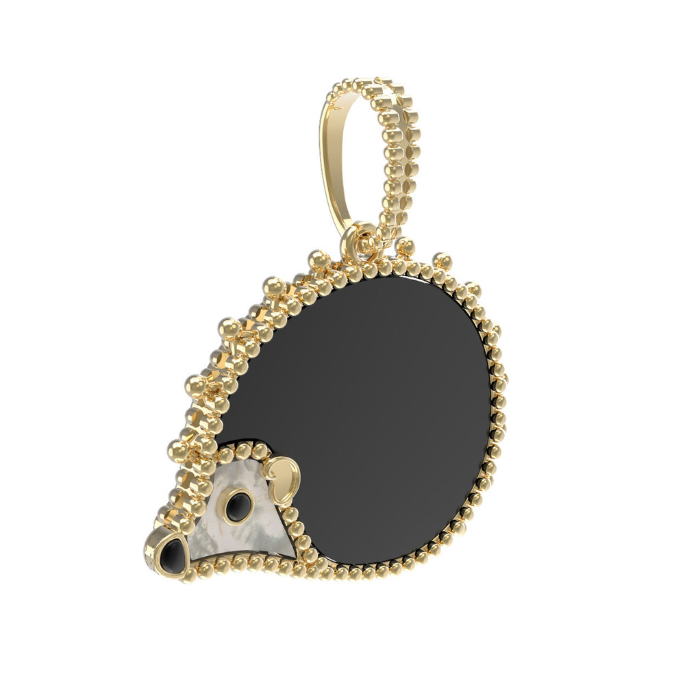 Подвеска из лимонного золота c эмаль , ониксом и перламутром