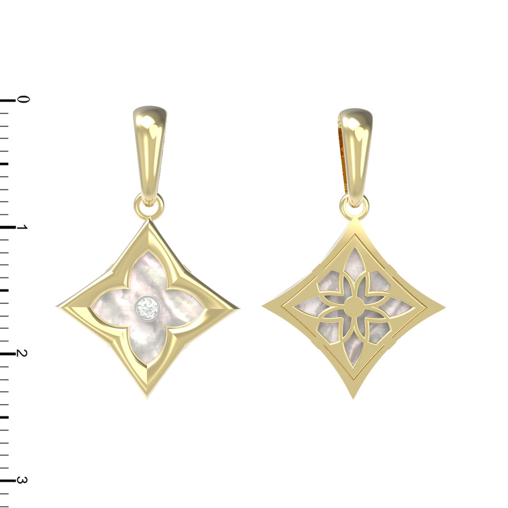 Подвеска из лимонного золота c бриллиантами и перламутром