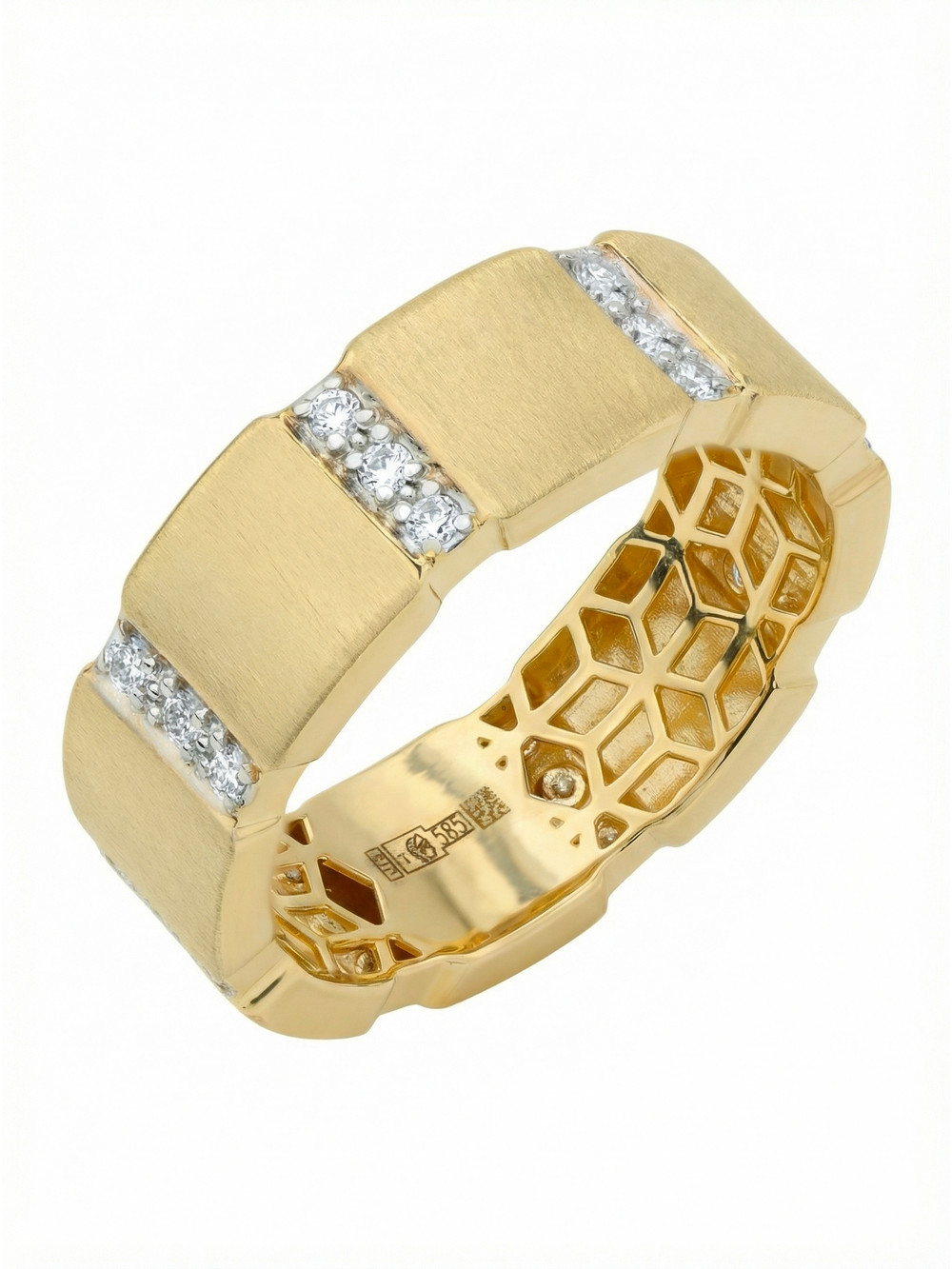 Кольцо из лимонного золота c бриллиантами